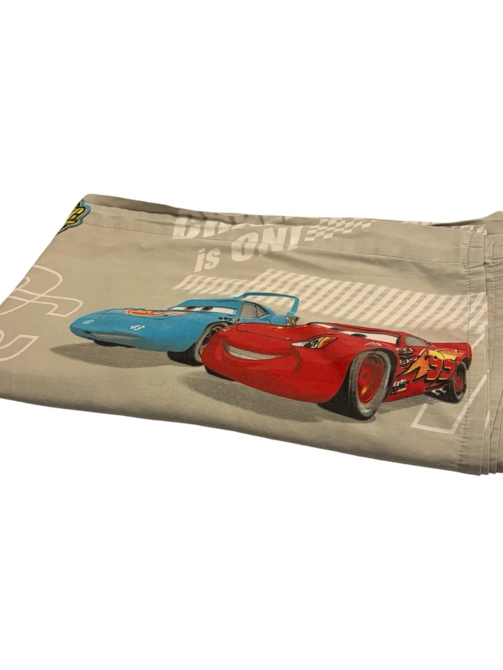 Disney Pixar The World of Cars Full Flat Sheet Light Gray Lightning McQueen